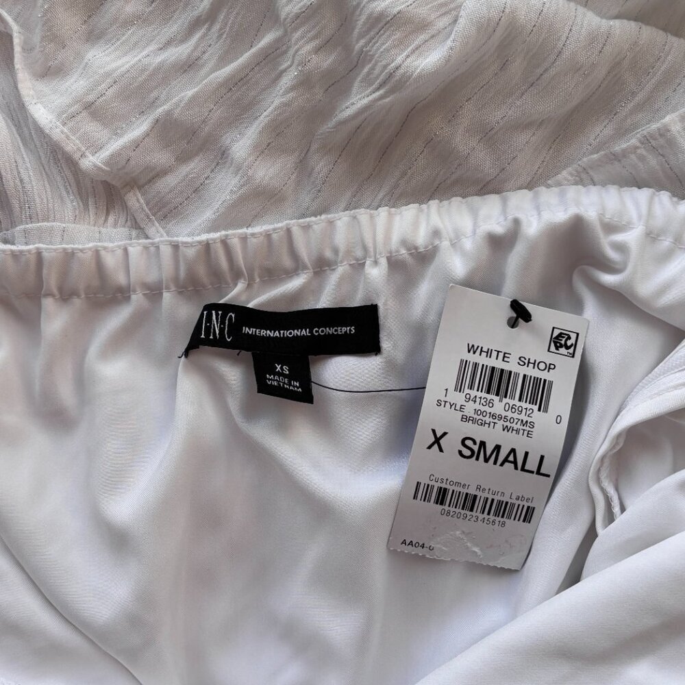 INC International Concepts White & Silver Halter-Neck Tiered Maxi Dress NWT - Picture 9 of 10